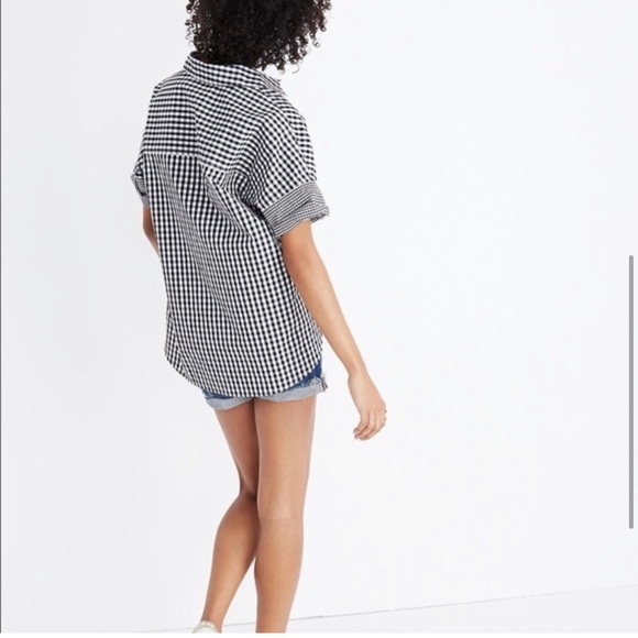 Madewell Button Down Checkered Gingham Black White Top Size Small - Picture 4 of 9